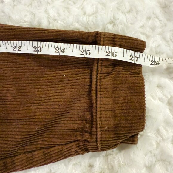 FOREVER21 Jacket Womens M Corduroy Frayed Cropped Button Front Brown - Picture 13 of 14
